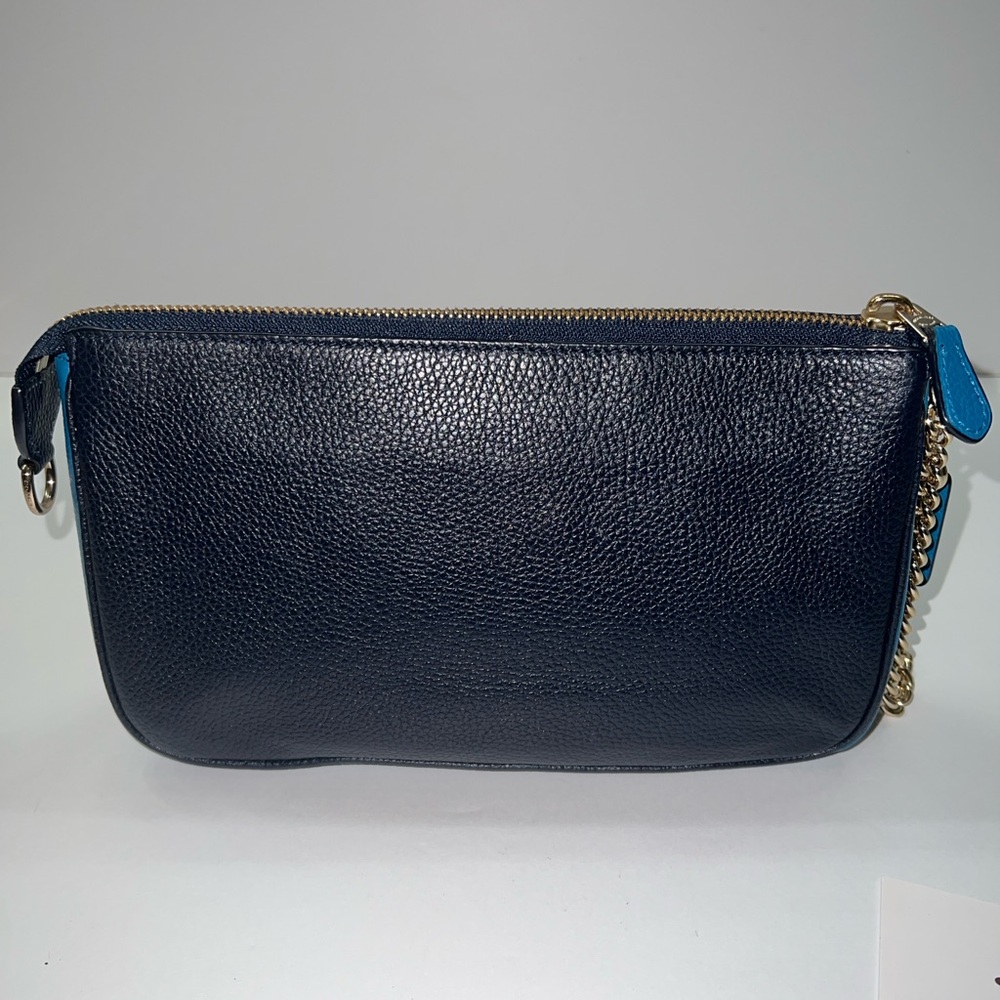 NWOT Coach Colorblock Pebbled Leather Nolita 24 Navy / Peacock with Chain Strap - Picture 2 of 9